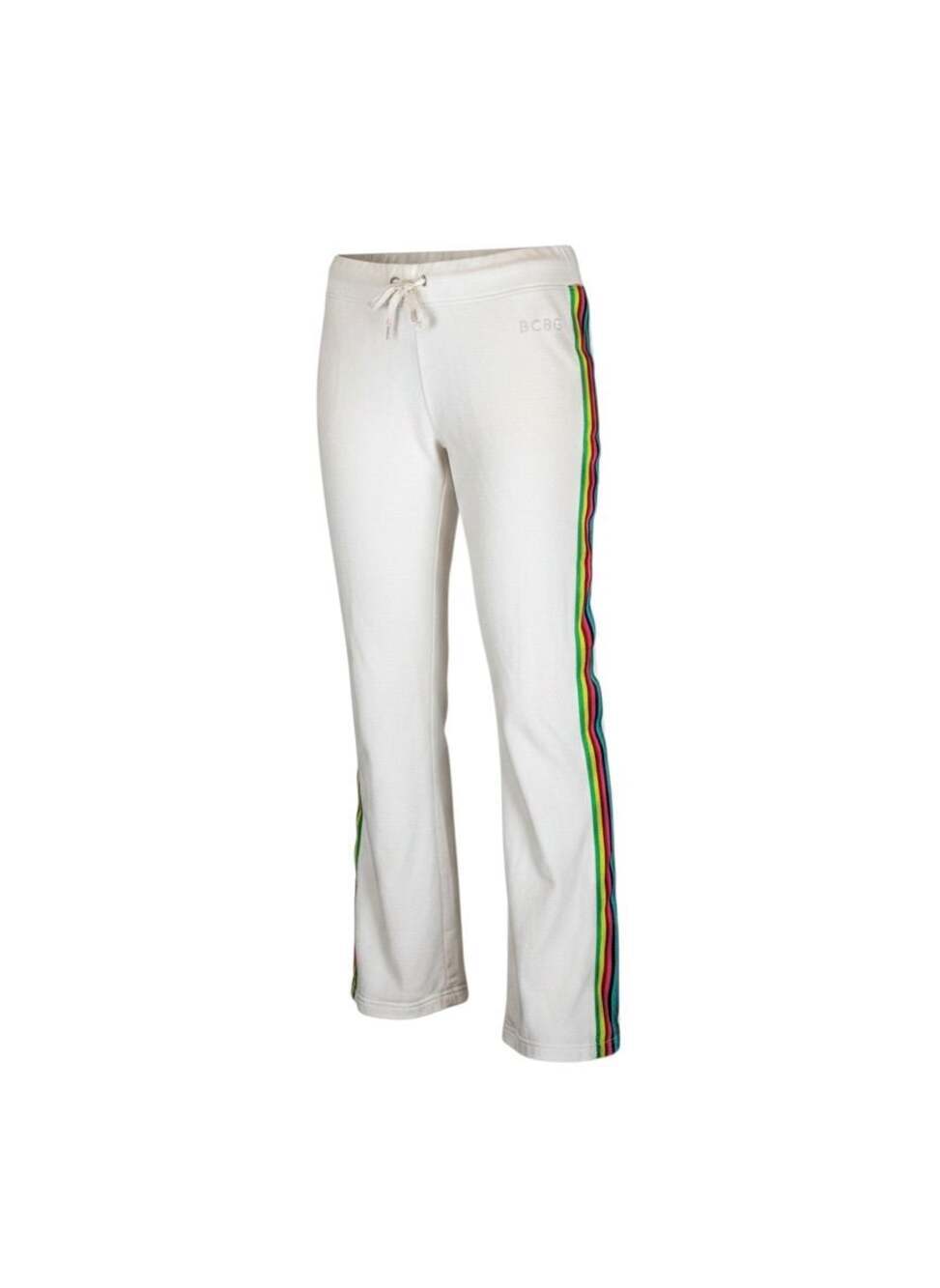 BCBGMAXAZRIA White Rainbow Stripe Rhinestone Logo Sweatpants Size S